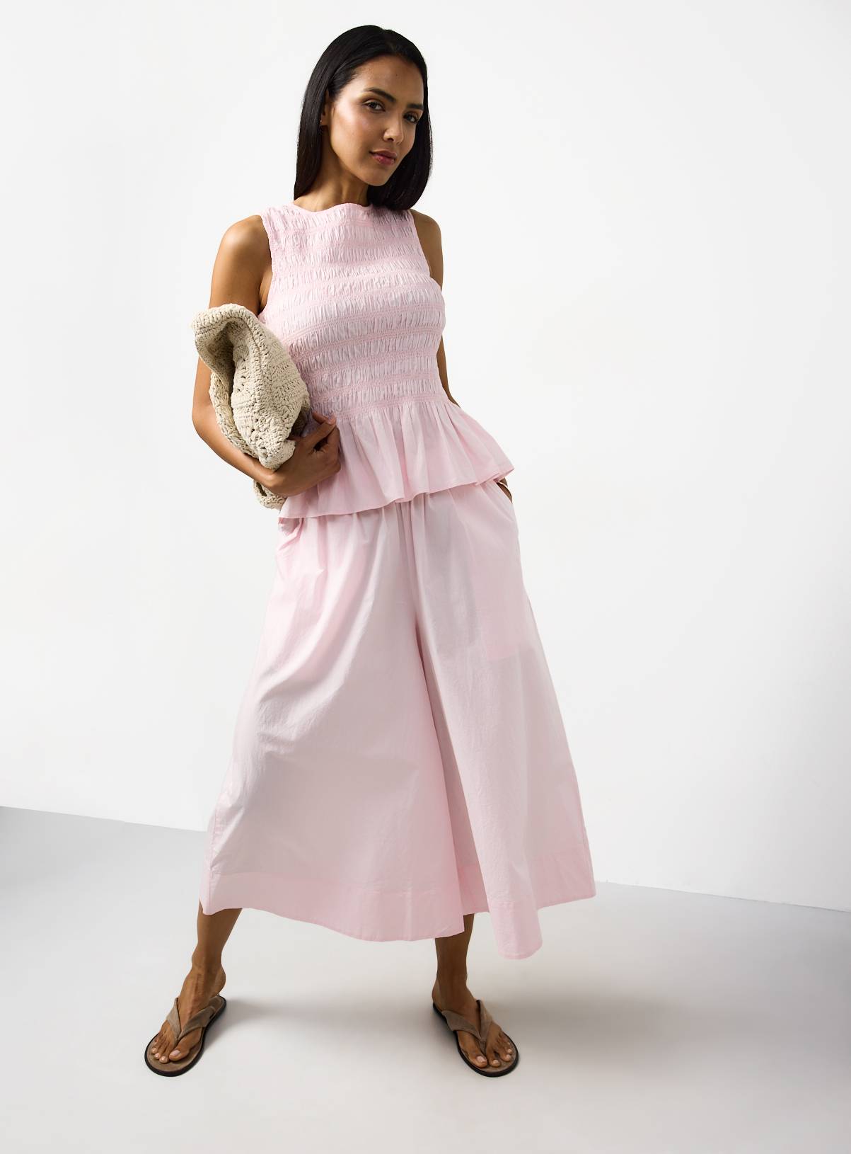 Pink Wide Leg Poplin Palazzo Trousers 16 - Image 2